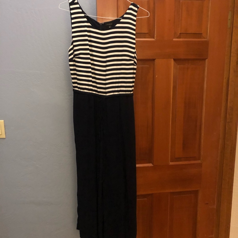 Talbots Navy and White Striped Jumpsuit
